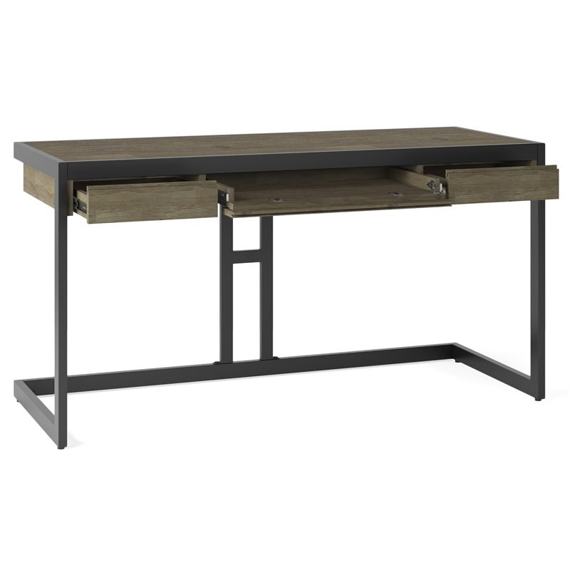 Allora Contemporary Solid Acacia Wood Desk in Distressed Gray