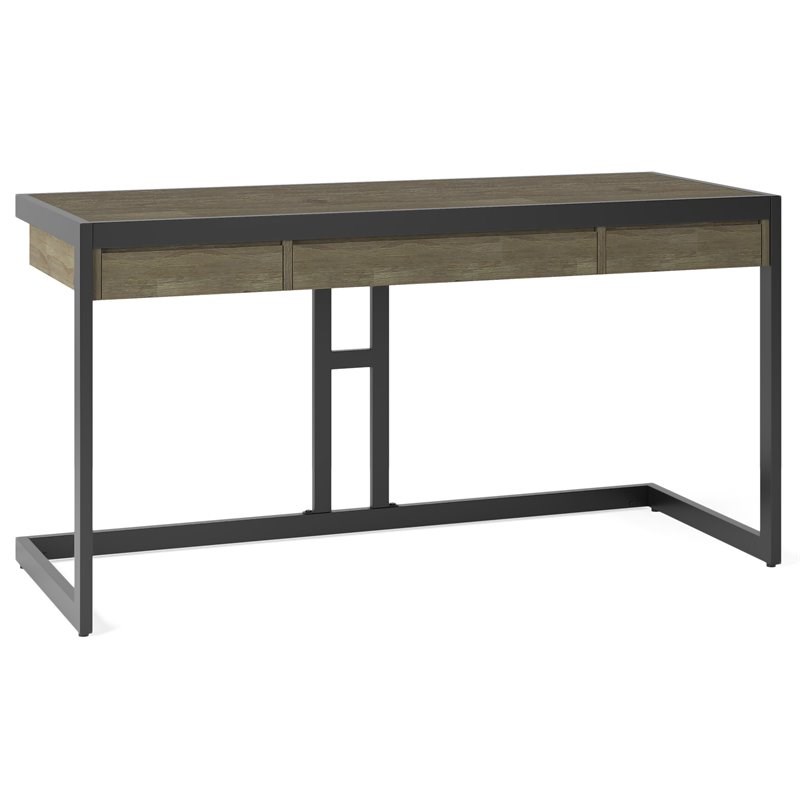 Allora Contemporary Solid Acacia Wood Desk in Distressed Gray