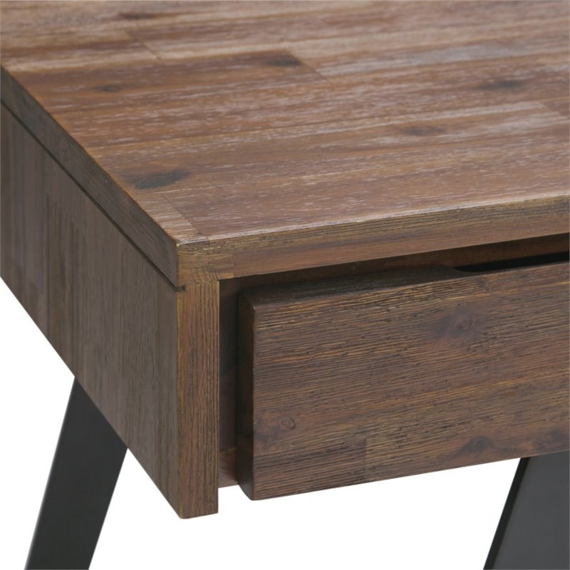 Allora Solid Acacia Wood Desk in Rustic Natural Aged Brown