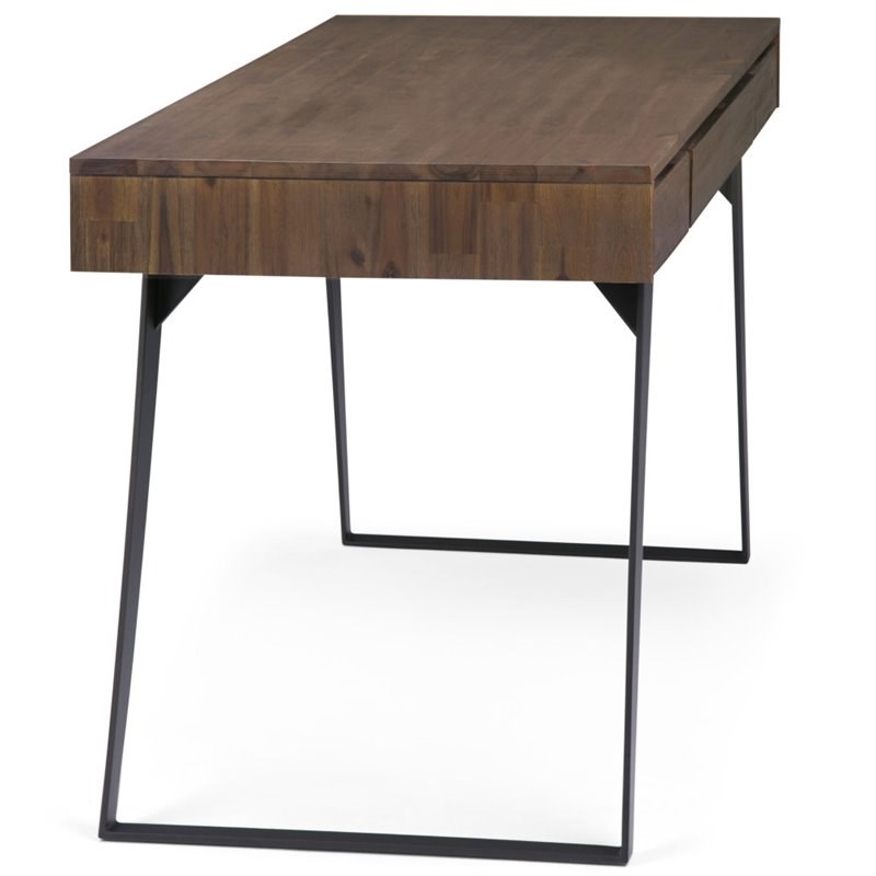 Allora Solid Acacia Wood Desk in Rustic Natural Aged Brown