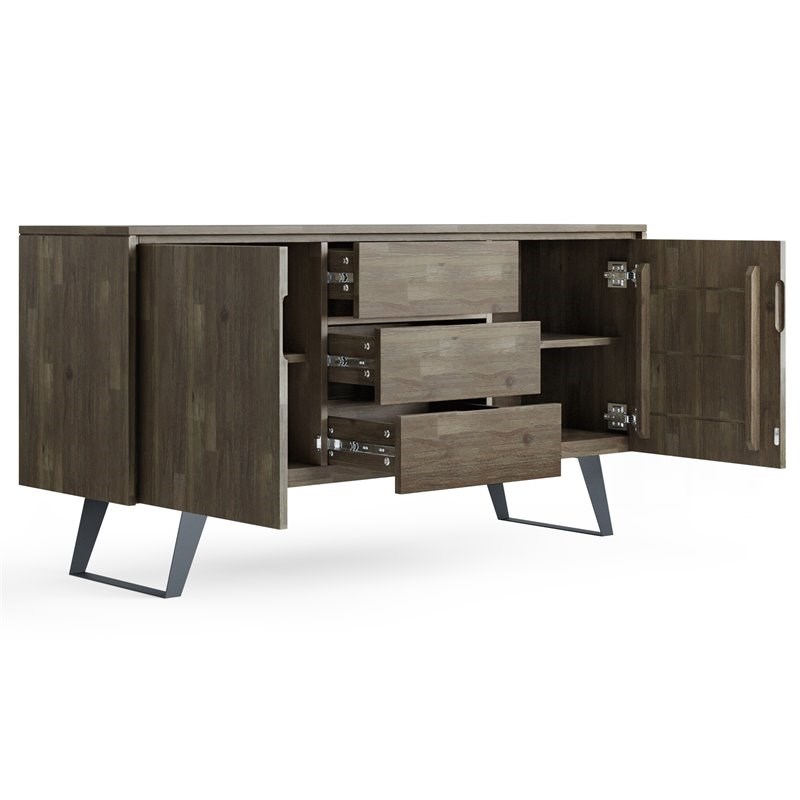 Allora Contemporary Solid Acacia Wood Sideboard Buffet in Gray