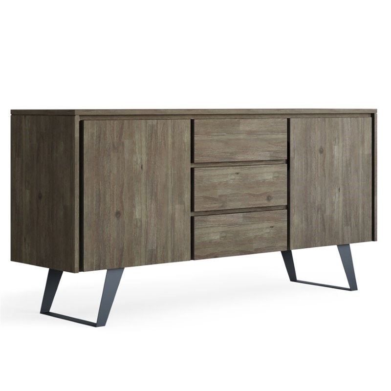 Allora Contemporary Solid Acacia Wood Sideboard Buffet in Gray