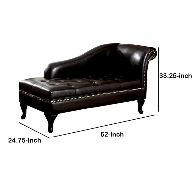 Allora Modern Faux Leather Chaise with Button Tufted Seat in Brown