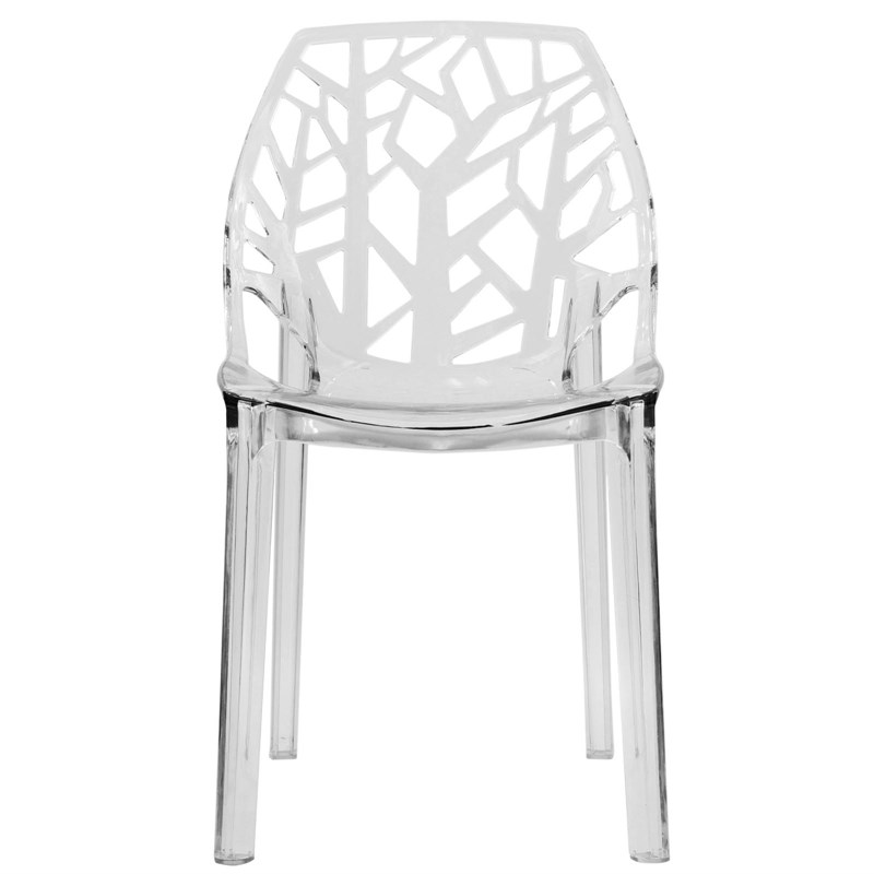 Allora Modern Plastic Dining Side Chair in Clear Finish (Set of 4)