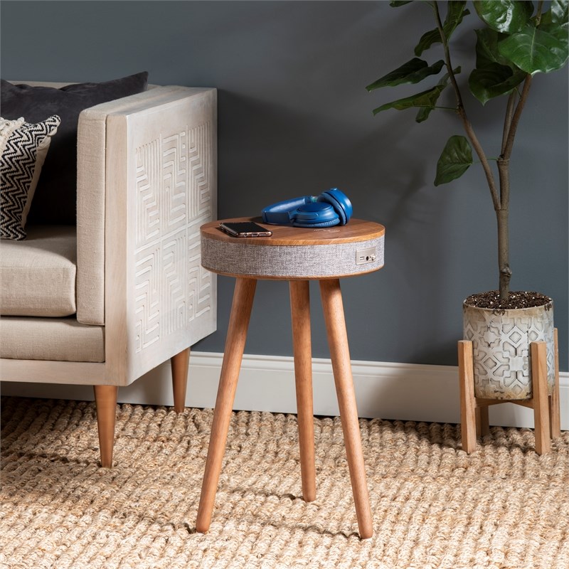 Ava Bluetooth Enabled Accent Table w/USB Brown Wood