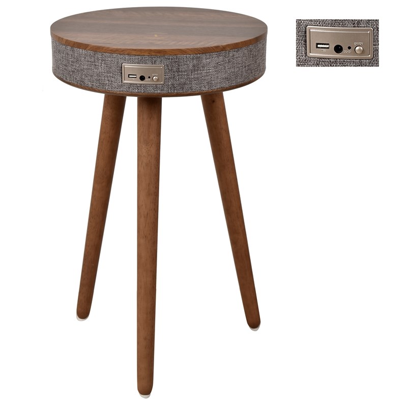 Ava Bluetooth Enabled Accent Table w/USB Brown Wood