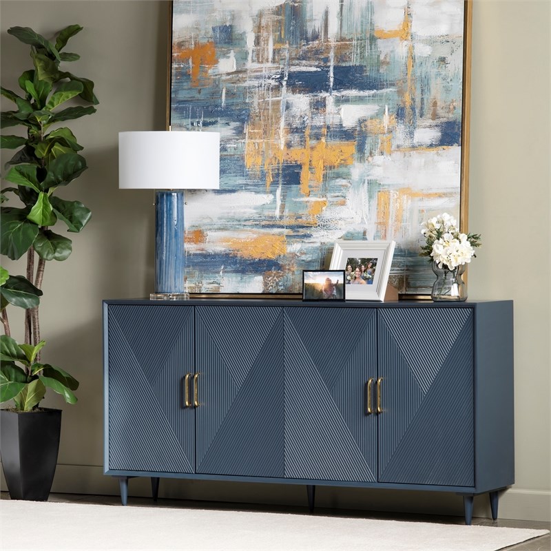 Evolution by Crestview Collection Arvada 4 Door Wood Sideboard in Blue ...