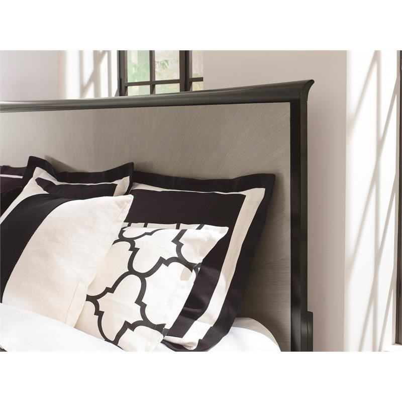 Legacy Classic Symphony Queen Panel Bed in Platinum with Black Tie Trim Wood
