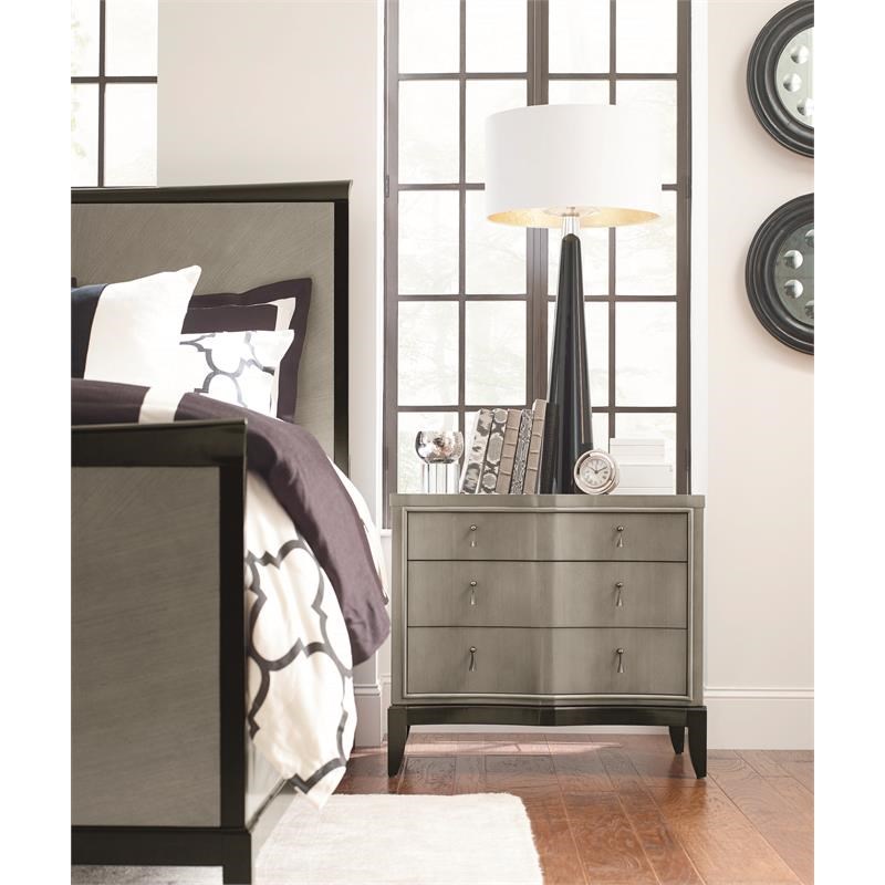 Legacy Classic Symphony King Panel Bed in Platinum Gray with Black Tie Trim Wood