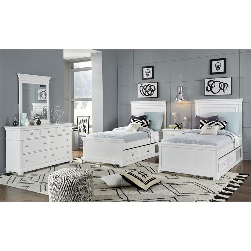 Legacy Classic Canterbury Twin Panel Bed in Natural White Painted Finish Wood