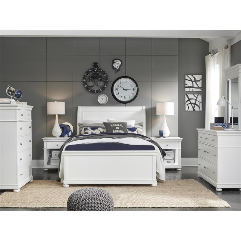 Legacy Classic Canterbury Twin Sleigh Bed in Natural White Painted Wood