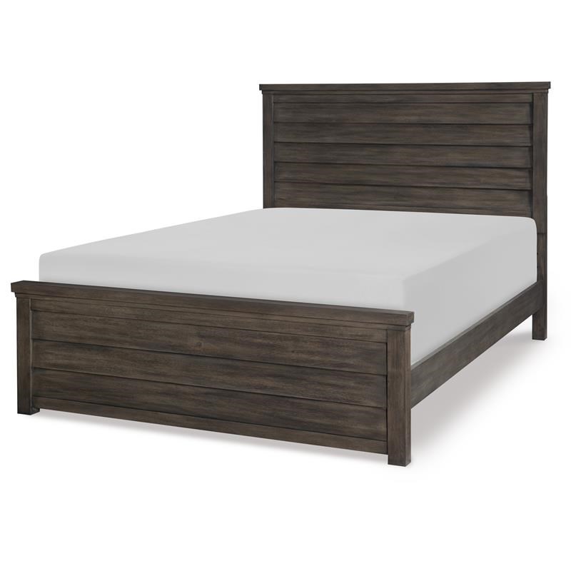 Legacy Classic Bunkhouse Louvered Panel Bed Queen Aged Barnwood Finish Wood