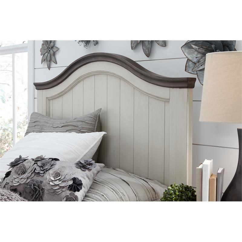 Legacy Brookhaven Panel Bed Full in Vintage Linen and Rustic Dark Elm Wood