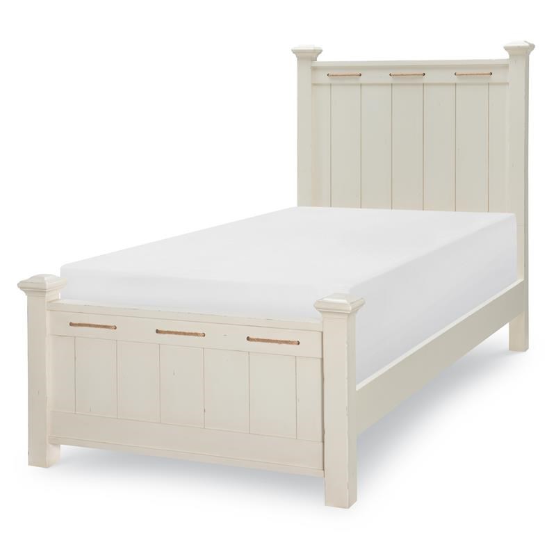 Legacy Classic Lake House Low Post Bed Twin Distressed Pebble White Wood