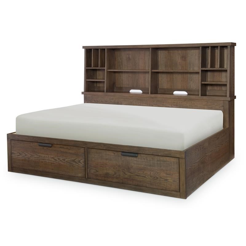 Legacy Classic Fulton County Bookcase Lounge Bed Full in Tawny Brown Wood
