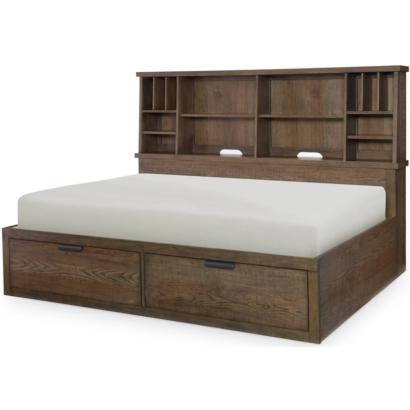 Legacy Classic Fulton County Bookcase Lounge Bed Full in Tawny Brown Wood