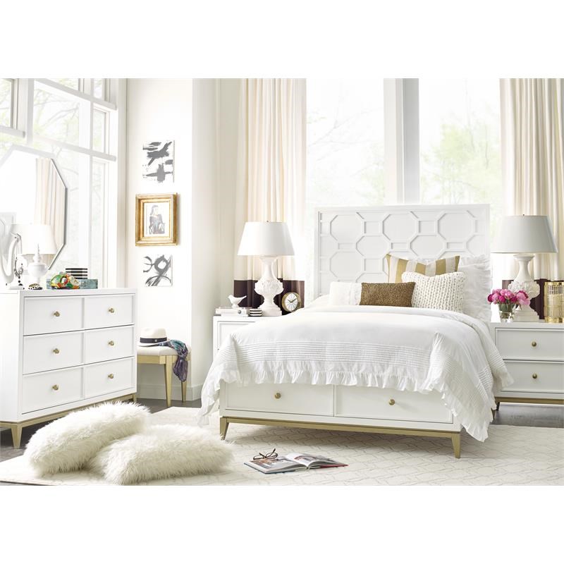 Legacy Chelsea Rachael Ray Panel Bed with Storage Footboard Twin in White Wood