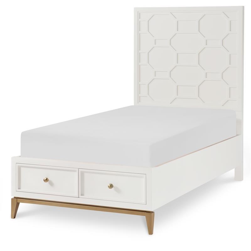 Legacy Chelsea Rachael Ray Panel Bed with Storage Footboard Twin in White Wood
