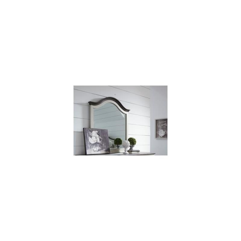 Legacy Brookhaven Beveled Arched Mirror Vintage Linen and Rustic Dark Elm Wood