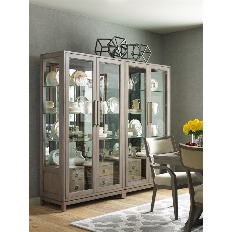 Legacy Classic Highline Bunching Glass Display Cabinet in Greige Wood