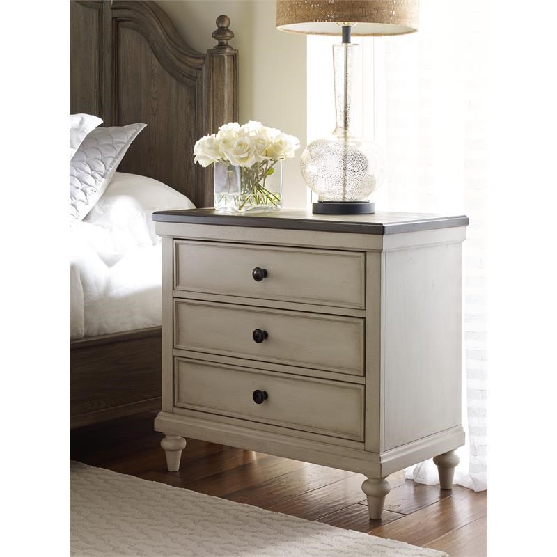 Legacy Brookhaven 3 Drawer Night Stand in Vintage Linen & Rustic Elm Wood