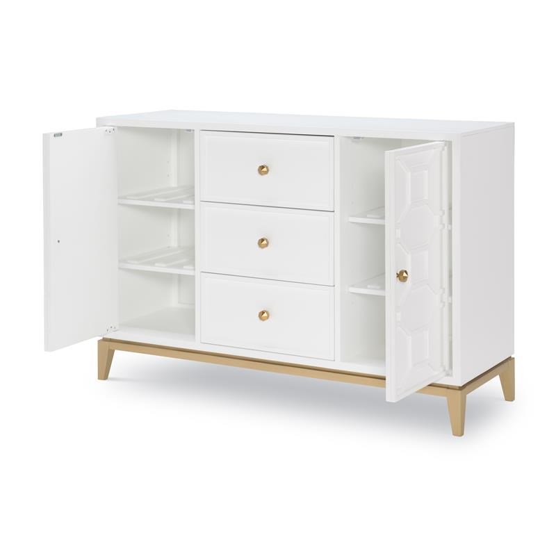 Legacy Chelsea by Rachael Ray Credenza with Decorative Lattice in White Wood
