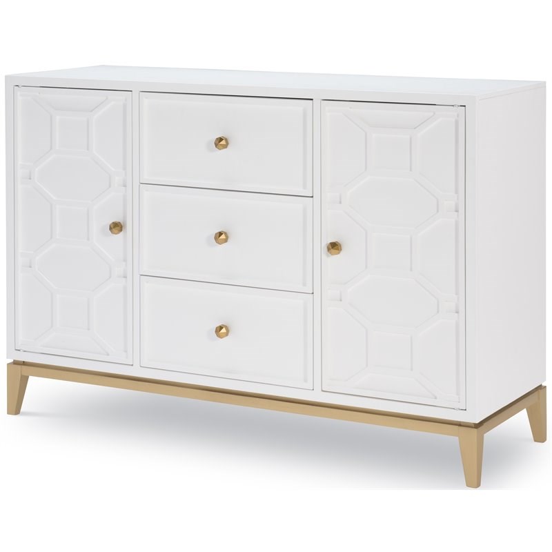 Legacy Chelsea by Rachael Ray Credenza with Decorative Lattice in White Wood