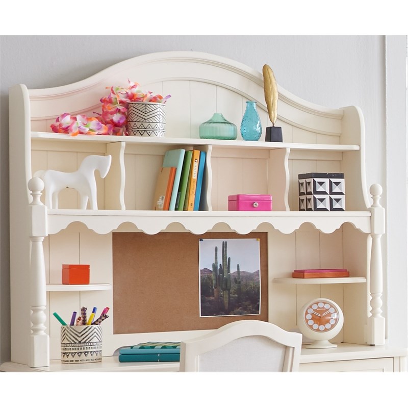 Legacy Classic Summerset Desk Shelf Hutch with Corkboard in Ivory Color Wood