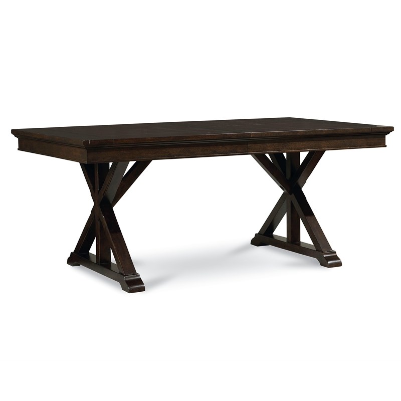 Legacy Classic Classic Thatcher Trestle Table in Amber Brown Finish Wood