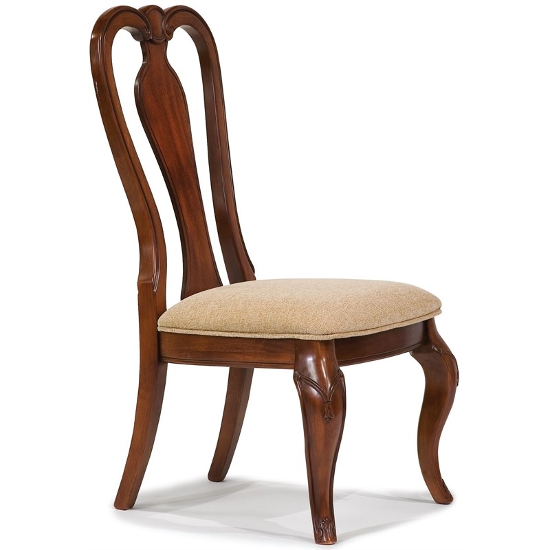 evolution queen anne side chair (set of 2) in rich auburn finish wood