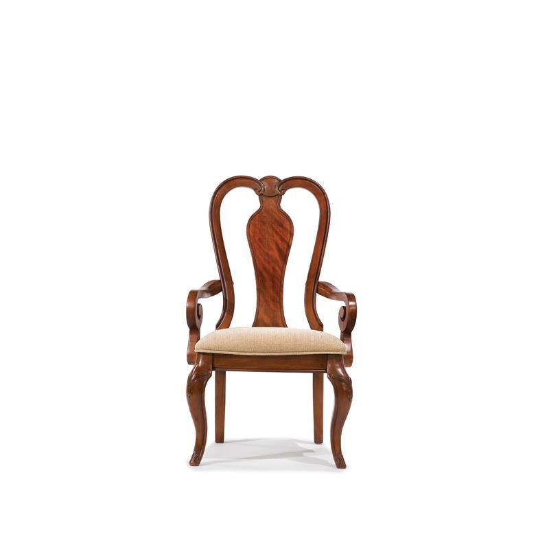 Evolution Queen Anne Arm Chair (set of 2) in Rich Auburn Color Wood