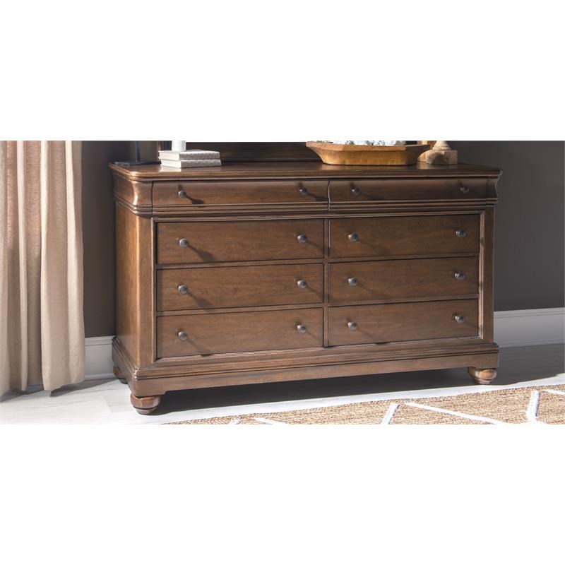 Coventry Eight Drawer Dresser in Classic Cherry Finish Wood