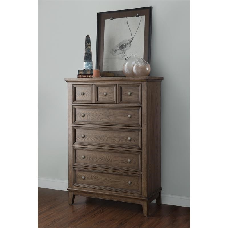 Forest Hills 5 Drawer Chest in Classic Brown Finish Color Wood
