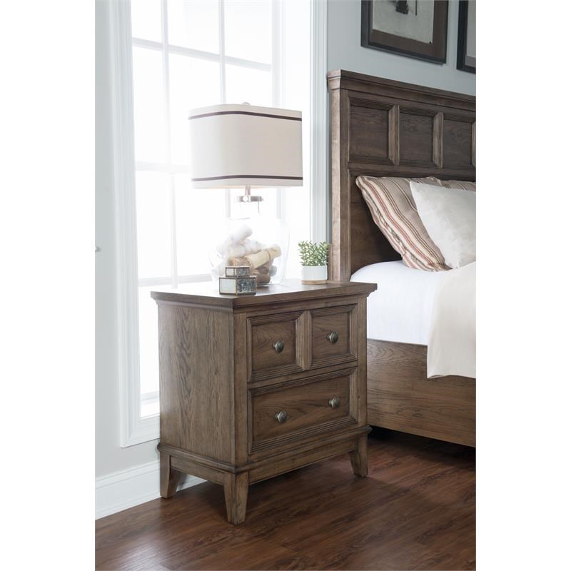 Forest Hills 2 Drawers Nightstand in Classic Brown Finish Wood