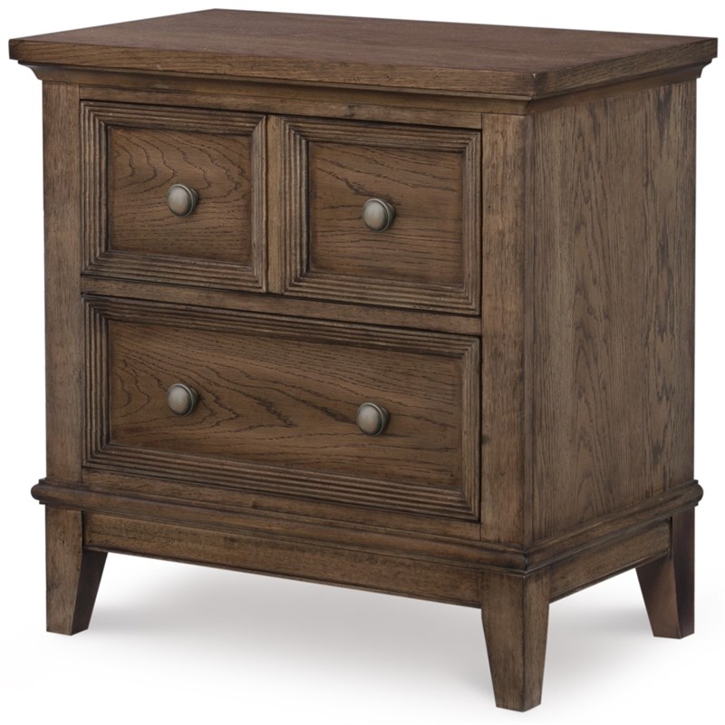 Forest Hills 2 Drawers Nightstand in Classic Brown Finish Wood