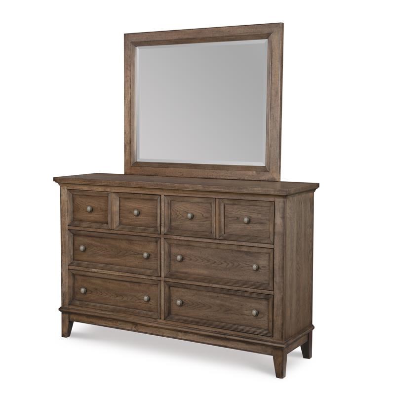 Forest Hills 6 Drawers Dresser in Classic Brown Finish Color Wood