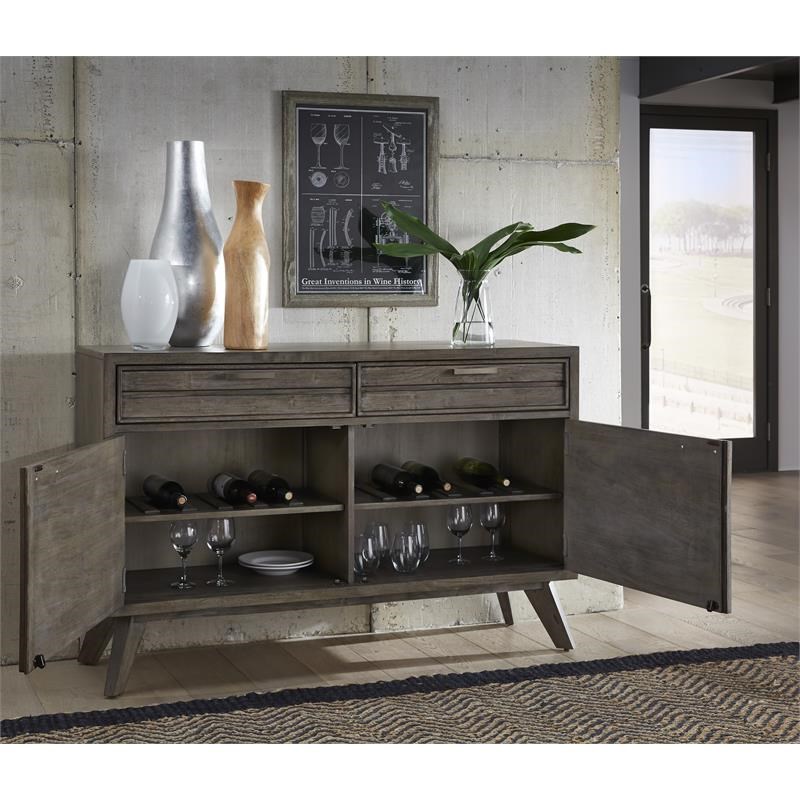 Greystone Two Drawer Credenza in Ash Brown Finish Wood
