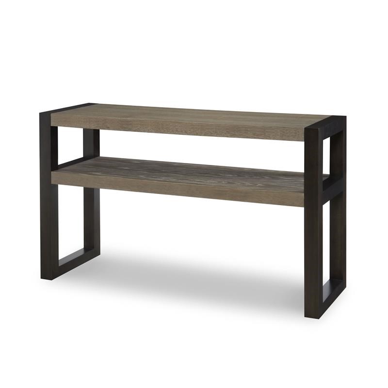 Helix One Shelf Wood Sofa Table in Charcoal and Stone