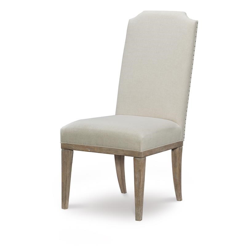 Monteverdi Upholstered Host Side Chair in Sun-Bleached Cypress Wood (set of 2)