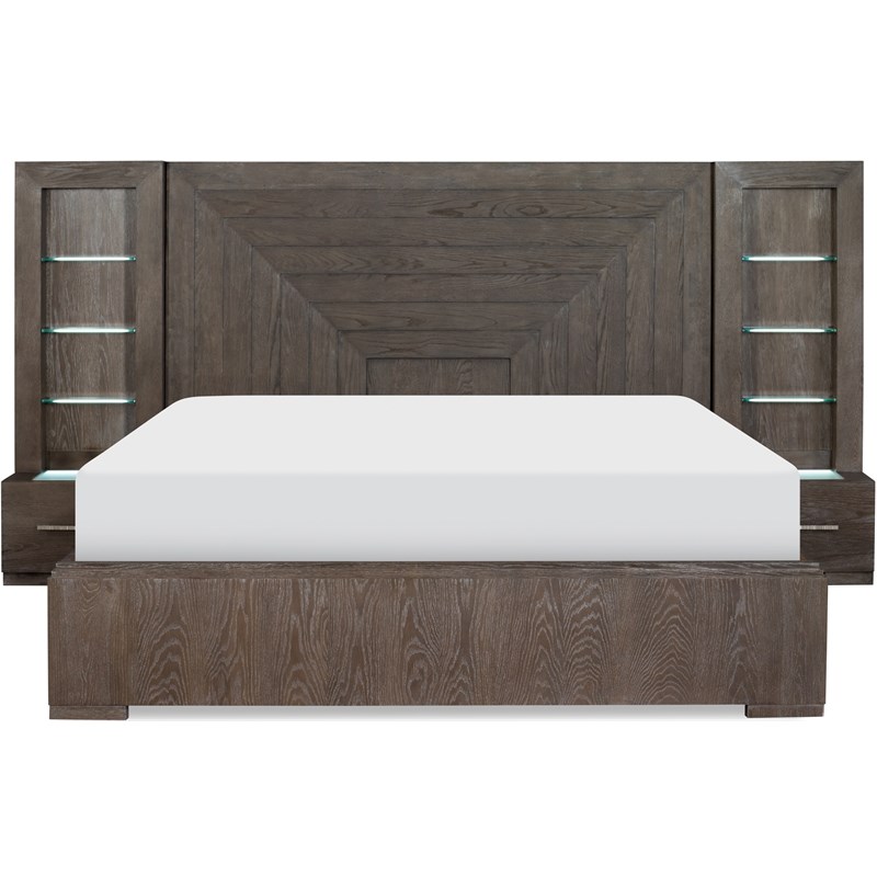 Facets California King Wall Panel Bed in Mink with Silver Undertones Color Wood