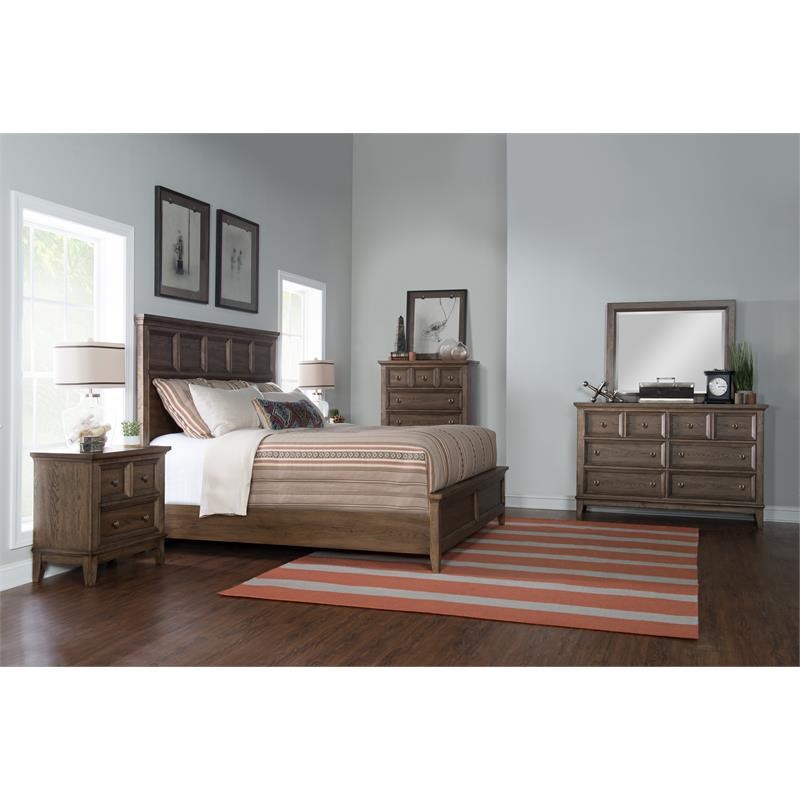 Forest Hills California King Panel Bed in Classic Brown Finish Color Wood