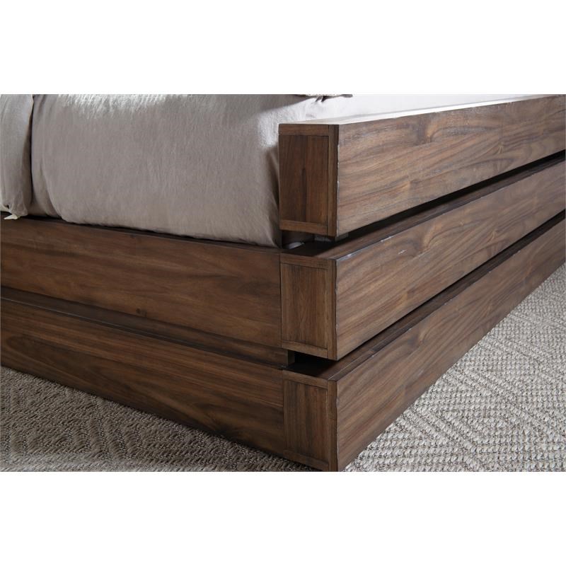Lumberton Queen Ladder Bed in Color Rugged Brown Finish Wood