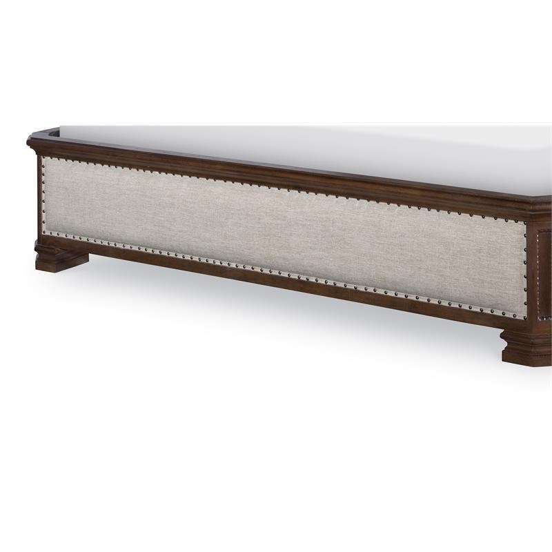 Refined Rustic Upholstered Queen Footboard in Hunt Country Finish Wood