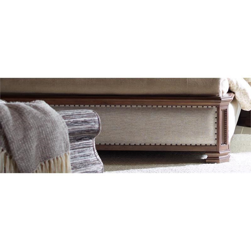 Refined Rustic Upholstered Queen Footboard in Hunt Country Finish Wood