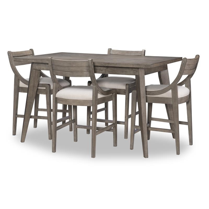 Greystone Fixed Top Pub Table in Ash Brown Finish Wood