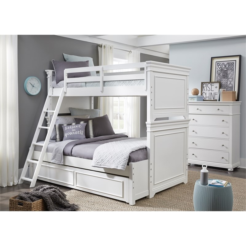 Canterbury Natural White Complete Wood Twin Over Full Bunk Bed