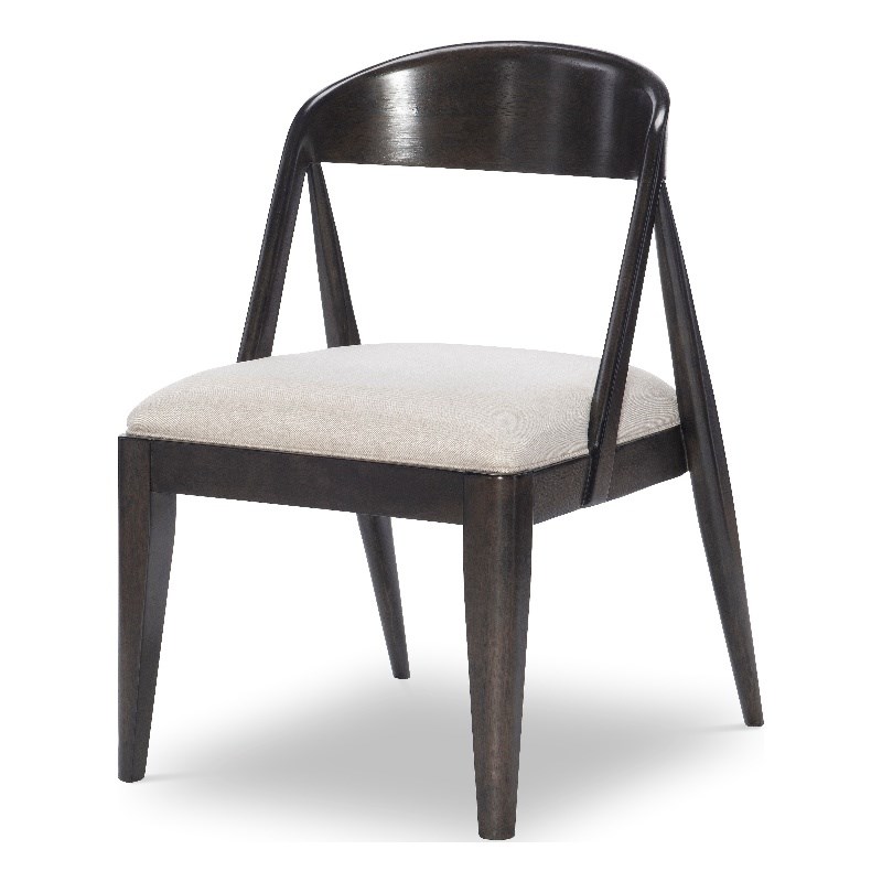 Duo Wood Sling Back Side Chair with Upholstered Seat in Black Bean Finish