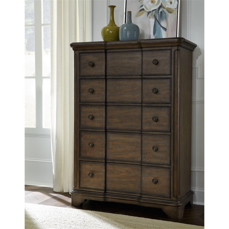 Stafford Wood Cherry Brown 6 Drawer Chest
