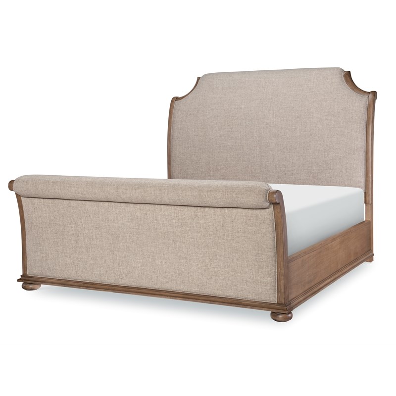Camden Heights Chestnut Complete Cal King Upholstered Wood Sleigh Bed