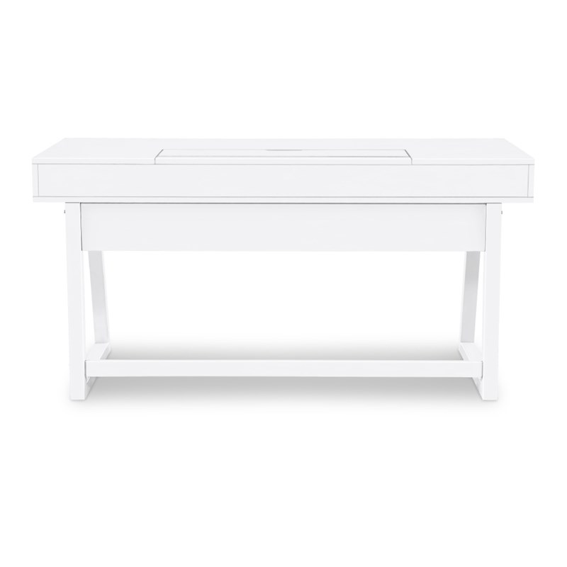 Home Office White Hardwood Three Drawer Flip Top Desk